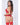 Lace & Netting Long Line Bra, Garter Belt & Open Crotch Thong - Red (XL)